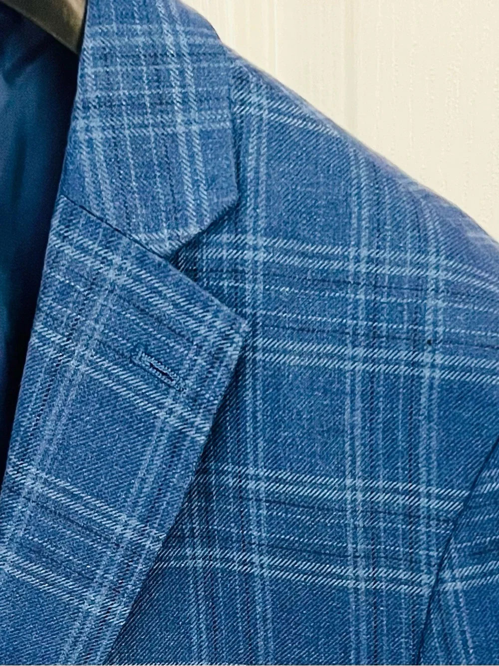 Linen, Ralph Lauren Blue Windowpane Plaid Blazer